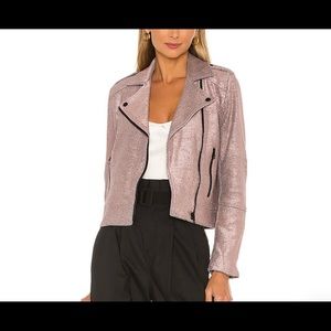 Anthropology Cupcakes and Cashmere Women’s Rose Metallic Moto Jacket Sz M NWT